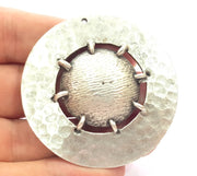 Antique Silver Plated Hammered Pendants (55mm) Antique Silver Plated Metal  G9098