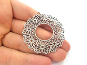 Antique Silver Plated Medallion Pendants (51mm) Antique Silver Plated Metal  G6170