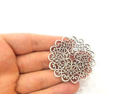 Antique Silver Plated Medallion Pendants (51mm) Antique Silver Plated Metal  G6171