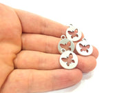 8 Butterfly Charms Antique Silver Plated Charms (17mm)  G6177