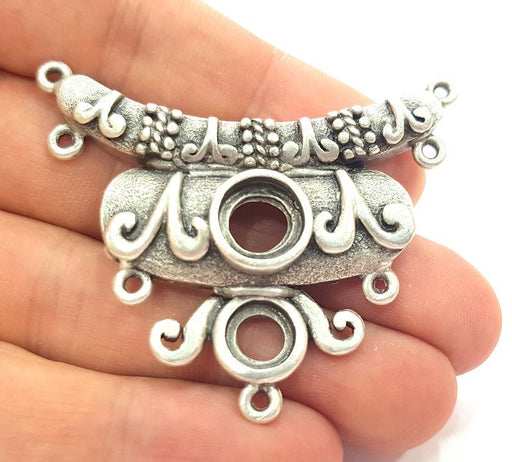 Silver Pendant Antique Silver Plated Medallion Pendants (58x46mm) Antique Silver Plated Metal  G6180