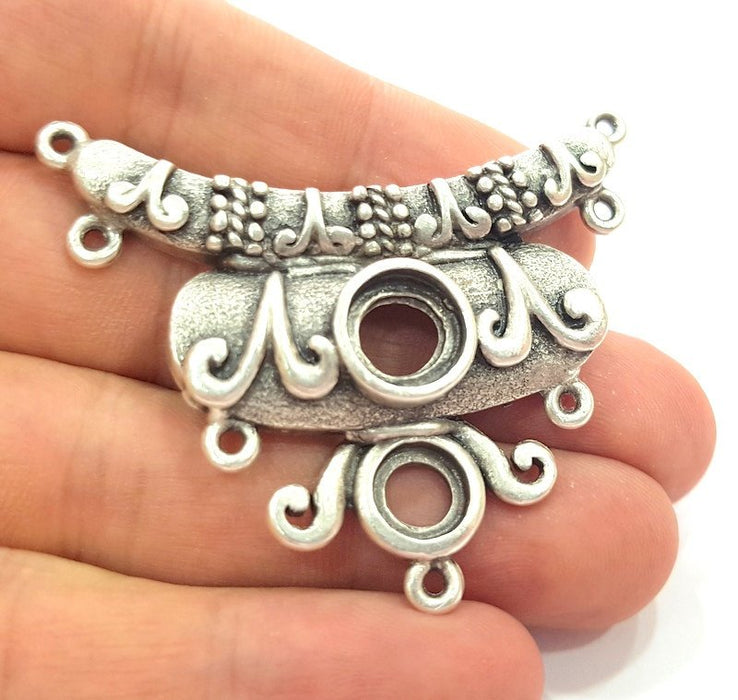 Silver Pendant Antique Silver Plated Medallion Pendants (58x46mm) Antique Silver Plated Metal  G6180