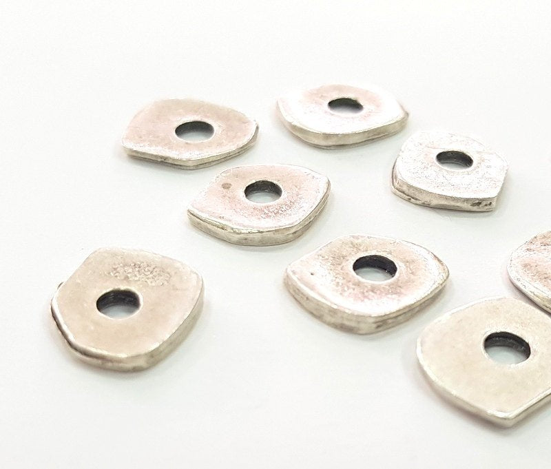 10 Pcs  (12mm) Antique Silver Plated Metal  Stamp G6181