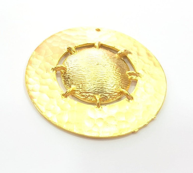 Gold Plated Hammered  Medallion Pendants (55mm)  G6187