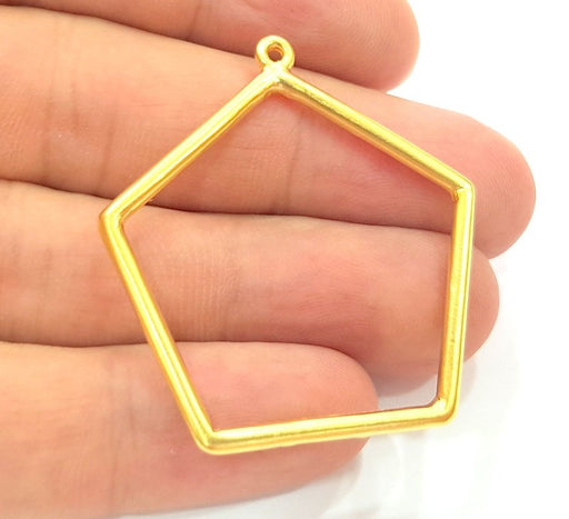 2 Gold Plated Pentagon Pendants (41mm)  G6194