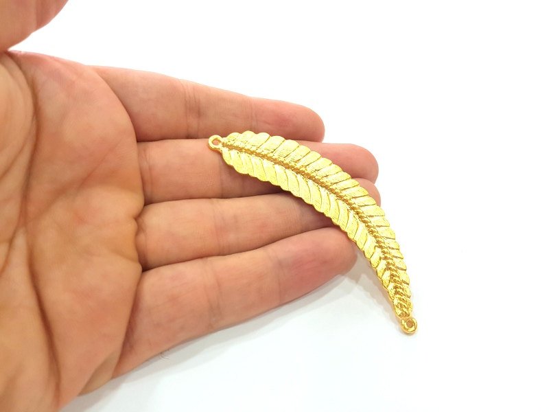 Gold Pendant Gold Plated Large Leaf Pendants (78x17mm)  G6201