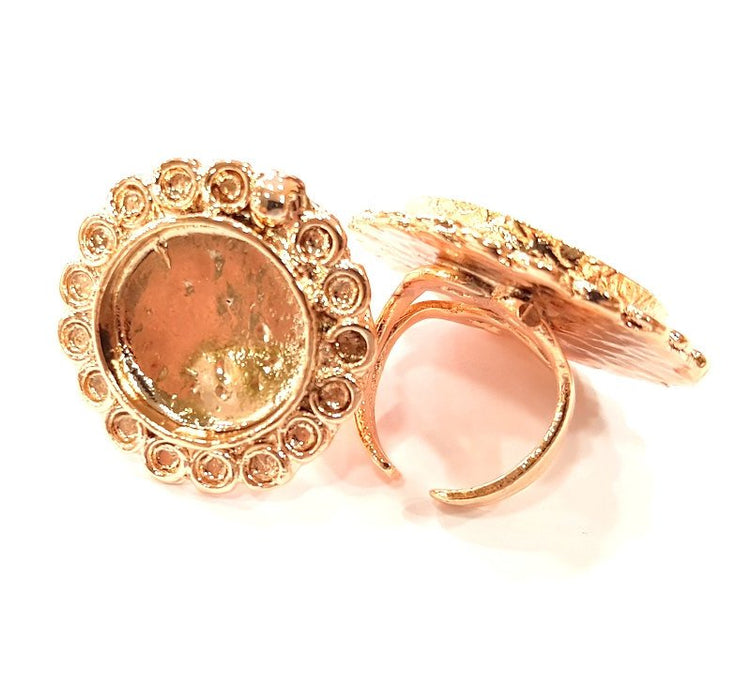 Rose Gold Ring Blank Base Bezel Settings Cabochon Base Mountings Adjustable (25 mm blank) G6428