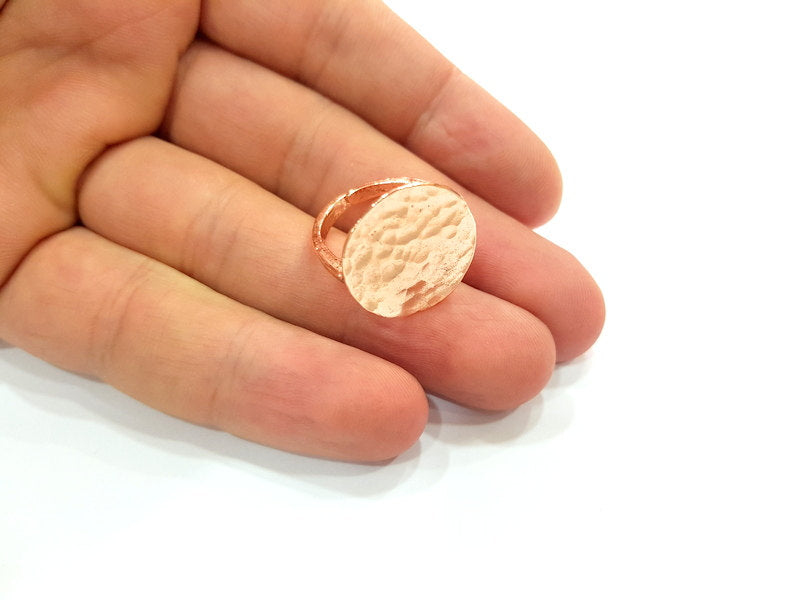 Rose Gold Ring Blank Base Bezel Settings Cabochon Base Mountings Adjustable (20 mm blank) G6431