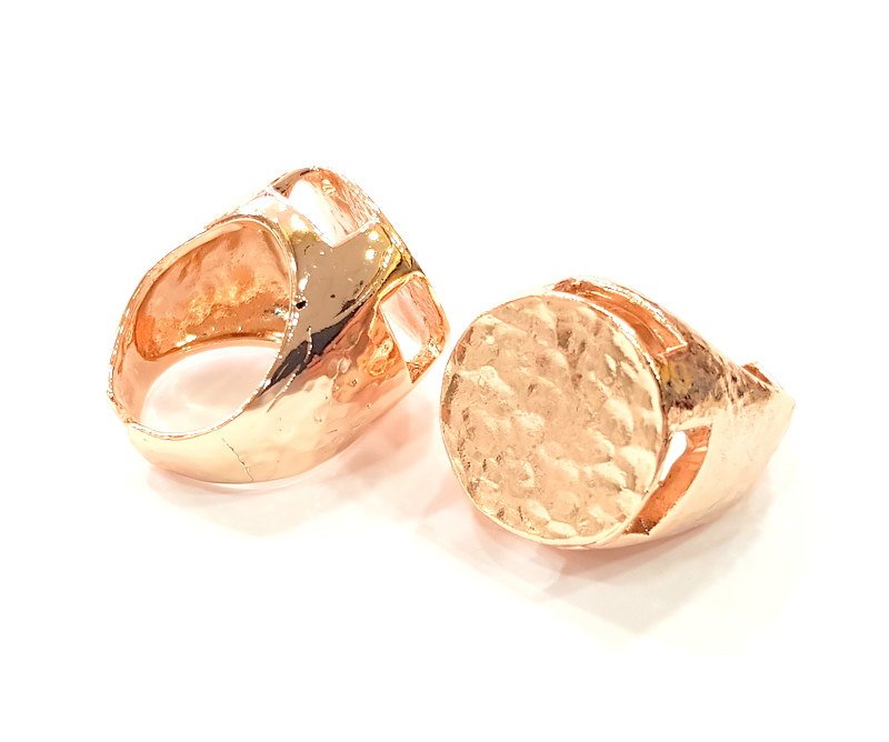 Rose Gold Ring Blank Setting Base Bezel Settings Cabochon Base Mountings Adjustable (20 mm blank) G6432