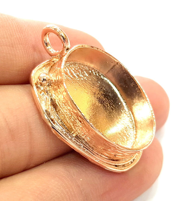 Rose Gold Pendant Blank Base Setting Necklace Blank Mountings Rose Gold Plated Brass (25x18 mm Blank ) G6436