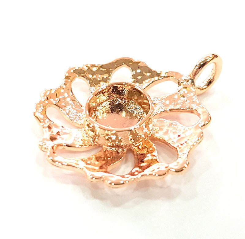 Rose Gold Pendant Blank Base Setting Necklace Blank Mountings Rose Gold Plated Brass (10 mm Blank ) G6442