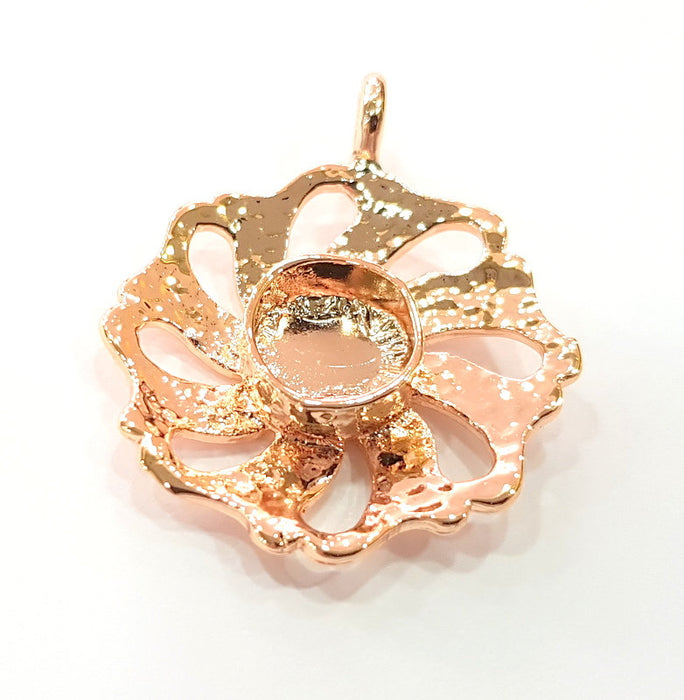 Rose Gold Pendant Blank Base Setting Necklace Blank Mountings Rose Gold Plated Brass (10 mm Blank ) G6442