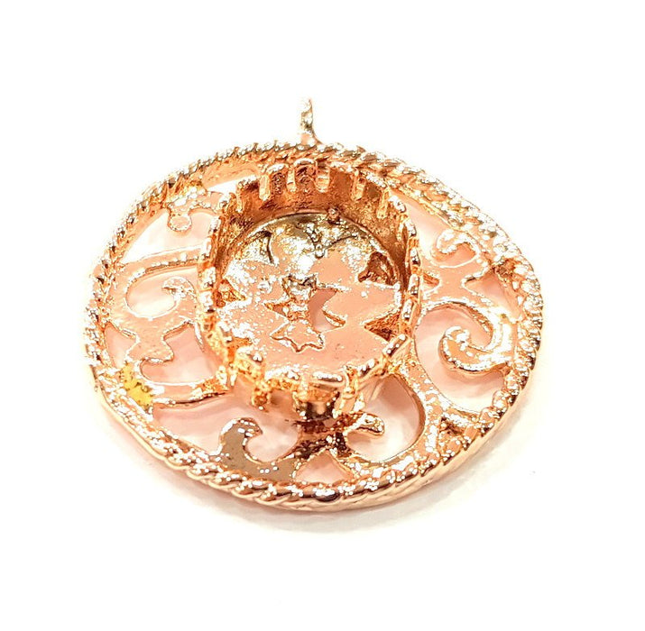 Rose Gold Pendant Blank Base Setting Necklace Blank Mountings Rose Gold Plated Brass (18x13 mm Blank ) G6444