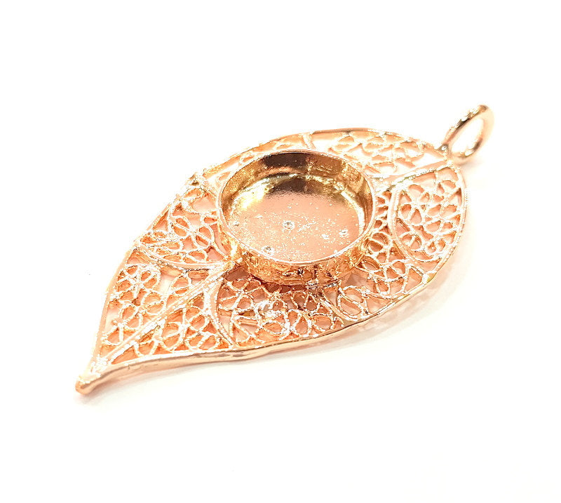 Rose Gold Pendant Blank Base Setting Necklace Blank Mountings Rose Gold Plated Brass (16 mm Blank ) G6448