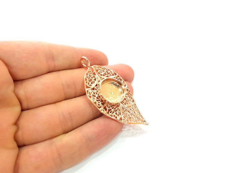Rose Gold Pendant Blank Base Setting Necklace Blank Mountings Rose Gold Plated Brass (16 mm Blank ) G6448