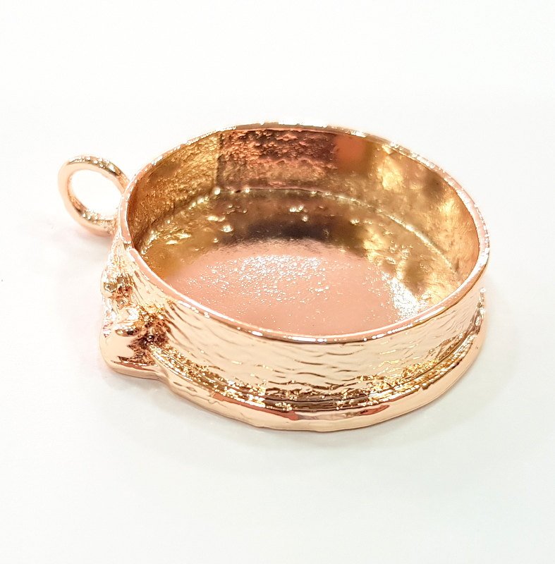 Rose Gold Pendant Blank Base Setting Necklace Blank Mountings Rose Gold Plated Brass (30 mm Blank ) G6451