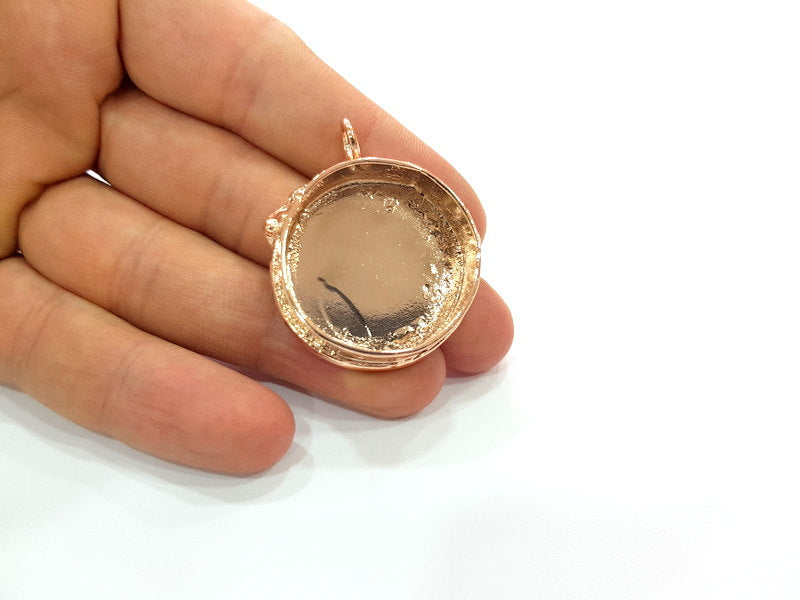 Rose Gold Pendant Blank Base Setting Necklace Blank Mountings Rose Gold Plated Brass (30 mm Blank ) G6451