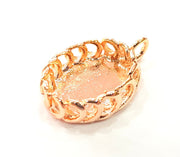 Rose Gold Pendant Blank Base Setting Necklace Blank Mountings Rose Gold Plated Brass (18x13 mm Blank ) G6452