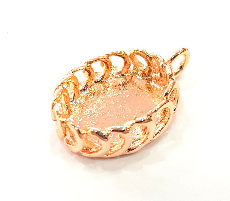 Rose Gold Pendant Blank Base Setting Necklace Blank Mountings Rose Gold Plated Brass (18x13 mm Blank ) G6452