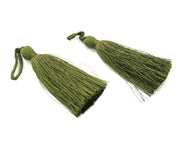 2 Khaki Green Thread Tassel  (78 mm - 3 inches)   G9480