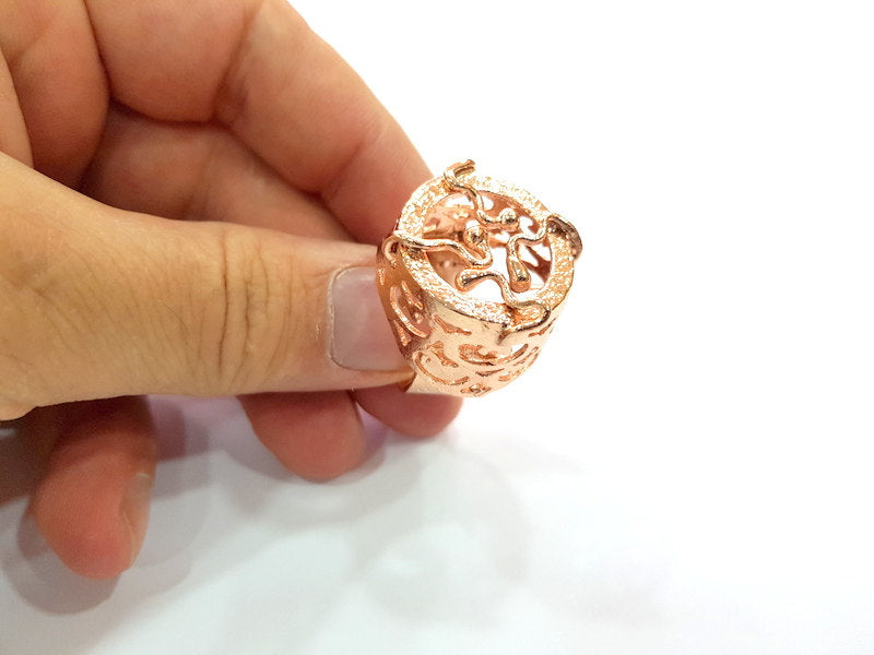 Rose Gold Ring Blank Base Bezel Settings Cabochon Base Mountings Adjustable (20 mm blank) G6458