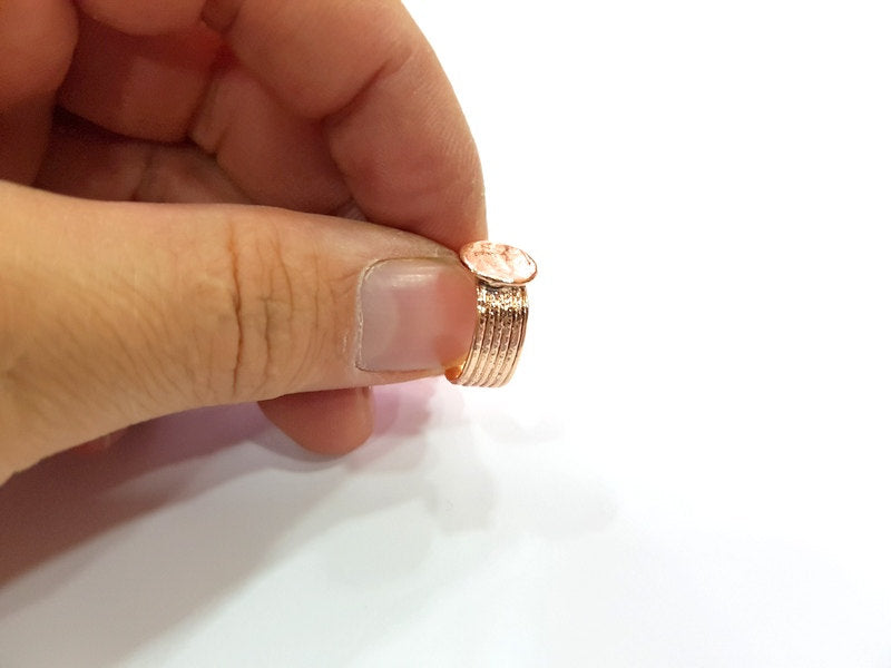 Rose Gold Ring Blank Base Bezel Settings Cabochon Base Mountings Adjustable (10 mm blank) G6464