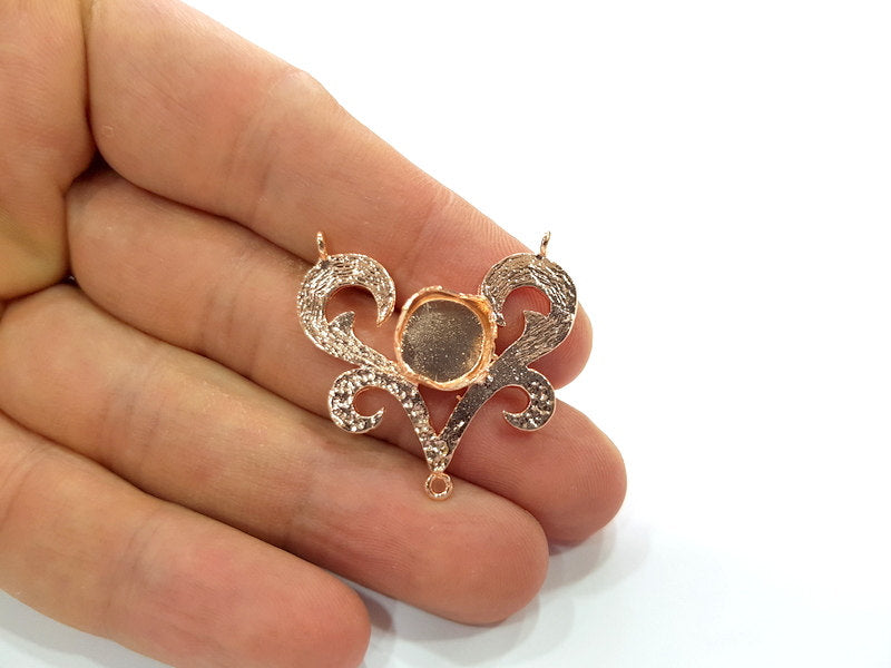 Rose Gold Pendant Blank Base Setting Necklace Blank Mountings Rose Gold Plated Brass (10 mm Blank ) G6466