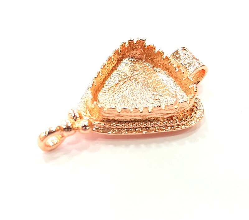 Rose Gold Pendant Blank Base Setting Necklace Blank Mountings Rose Gold Plated Brass (15 mm Triangle Blank ) G6467