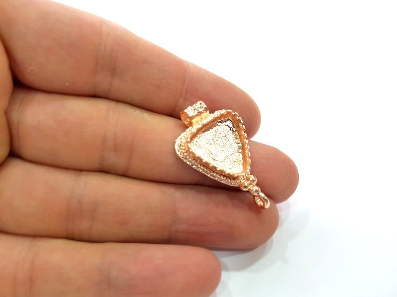 Rose Gold Pendant Blank Base Setting Necklace Blank Mountings Rose Gold Plated Brass (15 mm Triangle Blank ) G6467
