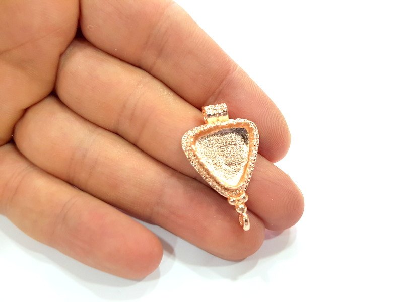 Rose Gold Pendant Blank Base Setting Necklace Blank Mountings Rose Gold Plated Brass (15 mm Triangle Blank ) G6467