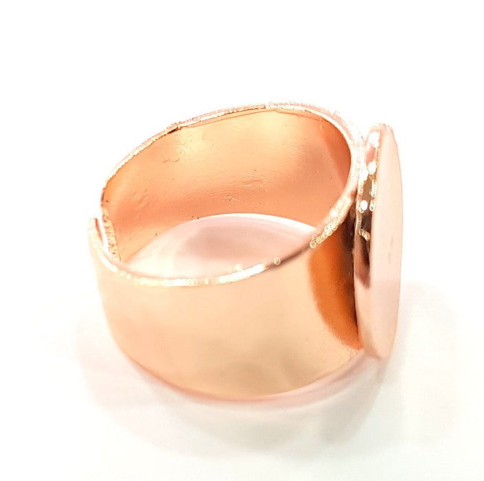 Rose Gold Ring Blank Base Bezel Settings Cabochon Base Mountings Adjustable (15 mm blank) G6470