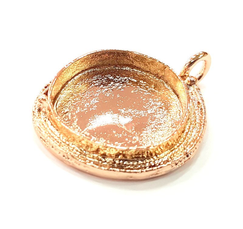 Rose Gold Pendant Blank Base Setting Necklace Blank Mountings Rose Gold Plated Brass (25 mm Blank ) G6477