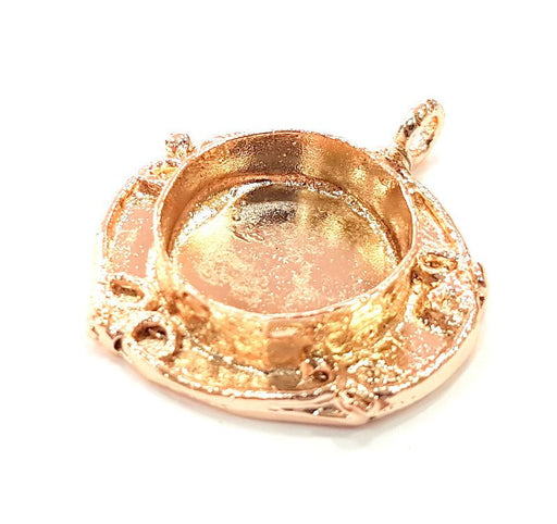 Rose Gold Pendant Blank Base Setting Necklace Blank Mountings Rose Gold Plated Brass (20 mm Blank ) G6478