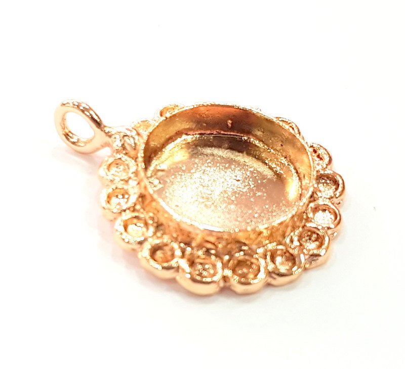 Rose Gold Pendant Blank Base Setting Necklace Blank Mountings Rose Gold Plated Brass (20 mm Blank ) G6480