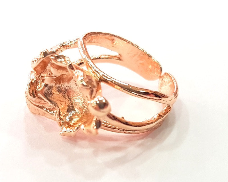 Adjustable Ring Blank, (10 mm blank) Rose Gold Plated Brass G4407