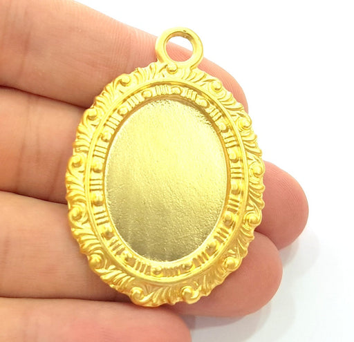 Gold Plated Pendant Blank (30x22mm blank)  G6211