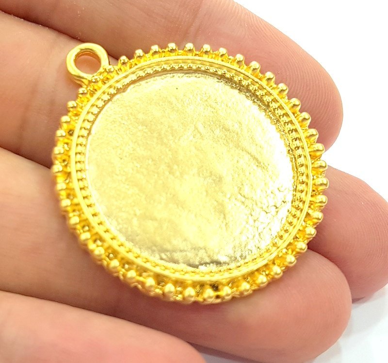 Gold Plated Pendant Blank (28mm blank)  G6212