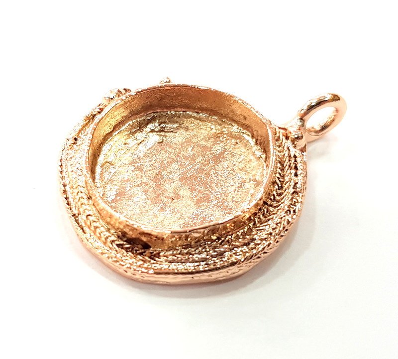 Rose Gold Pendant Blank Base Setting Necklace Blank Mountings Rose Gold Plated Brass (20 mm Blank ) G6484