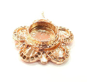 Rose Gold Pendant Blank Base Setting Necklace Blank Mountings Rose Gold Plated Brass (10 mm Blank ) G6486