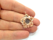 Rose Gold Pendant Blank Base Setting Necklace Blank Mountings Rose Gold Plated Brass (10 mm Blank ) G6486