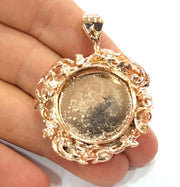 Rose Gold Pendant Blank Base Setting Necklace Blank Mountings Rose Gold Plated Brass (25 mm Blank ) G6489