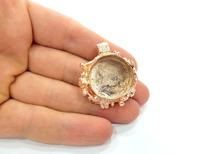 Rose Gold Pendant Blank Base Setting Necklace Blank Mountings Rose Gold Plated Brass (25 mm Blank ) G6491