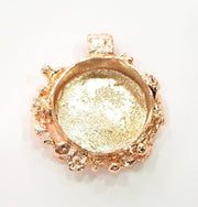Rose Gold Pendant Blank Base Setting Necklace Blank Mountings Rose Gold Plated Brass (25 mm Blank ) G6491