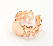 Rose Gold Ring Blank Base Bezel Settings Cabochon Base Mountings Adjustable (10 mm blank) G6498