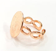 Rose Gold Ring Blank Base Bezel Settings Cabochon Base Mountings Adjustable (15 mm blank) G6499