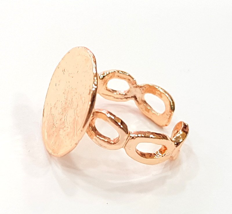 Rose Gold Ring Blank Base Bezel Settings Cabochon Base Mountings Adjustable (15 mm blank) G6499