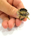 Antique Bronze Ring Blank Base Bezel Settings Cabochon Base Mountings Adjustable  (15mm blank ) Antique Bronze Plated Brass G6502