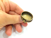 Antique Bronze Ring Blank Base Bezel Settings Cabochon Base Mountings Adjustable  (30mm blank ) Antique Bronze Plated Brass G6503