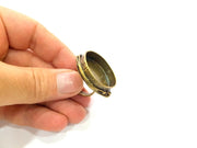 Antique Bronze Ring Blank Base Bezel Settings Cabochon Base Mountings Adjustable  (30mm blank ) Antique Bronze Plated Brass G6503