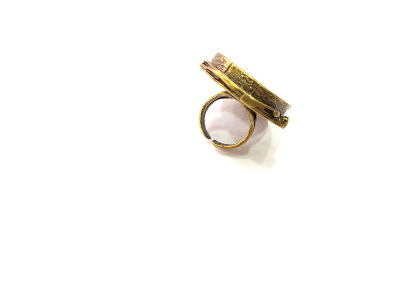 Antique Bronze Ring Blank Base Bezel Settings Cabochon Base Mountings Adjustable  (30mm blank ) Antique Bronze Plated Brass G6503